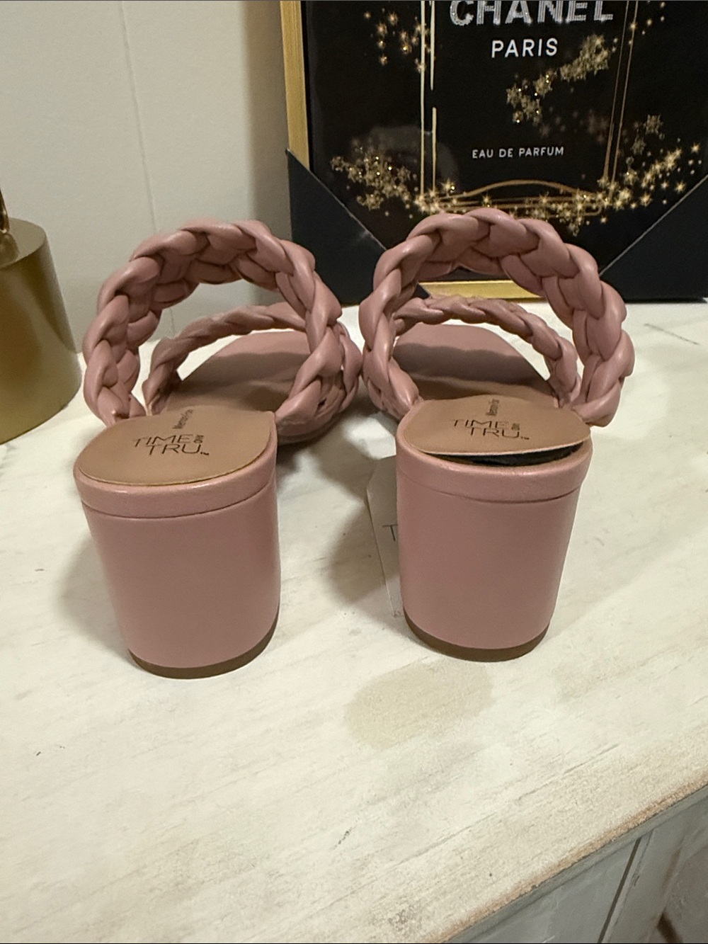 Time and Tru Blush Pink Braided Double-Strap Slide Mules - Picture 4 of 6